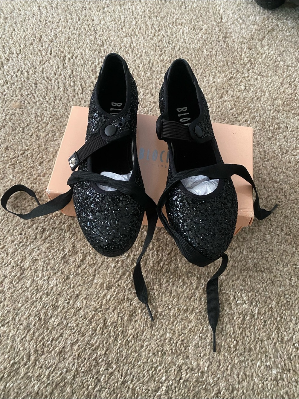 Bloch Black Glitter Tap Heel for Kids
